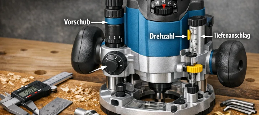 Einstellungen und Genauigkeit an der Oberfraese: Vorschub, Drehzahl, Tiefenanschlag